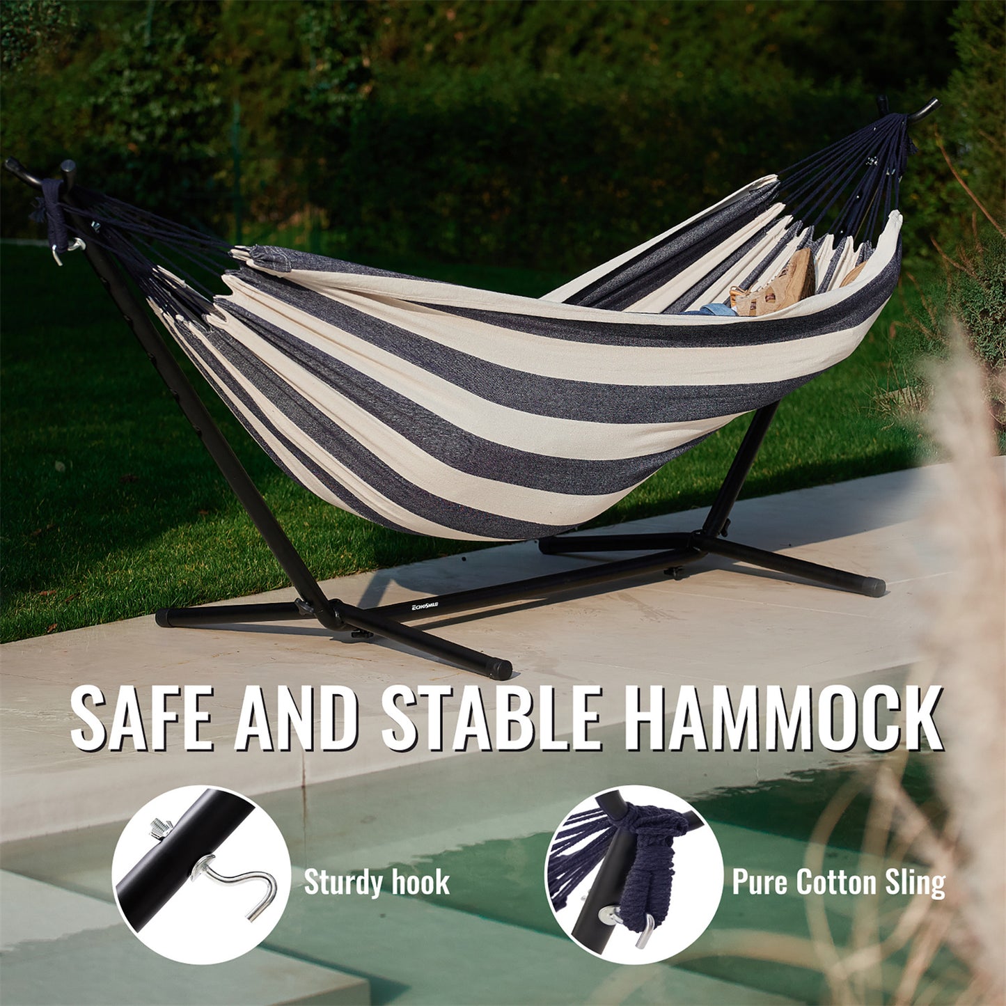 EchoSmile 6.5 ft. Hammock Bed with Detachable Stand