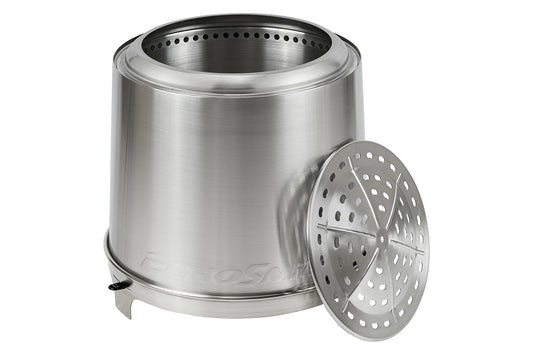 EchoSmile 5.9 in. Brushed Silver Stainless Steel Wood Outdoor Portable Tabletop Fire Pit