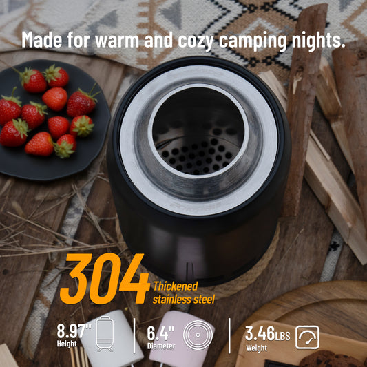 EchoSmile 5.9 in. Stainless Steel Wood Outdoor Portable Tabletop Fire Pit