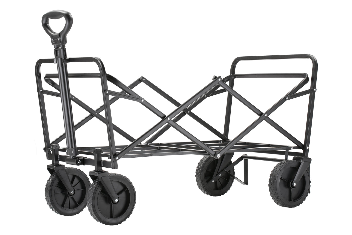 EchoSmile 4.06 cu. ft. Fabric Portable Garden Cart with Adjustable Rolling Wheels in Black