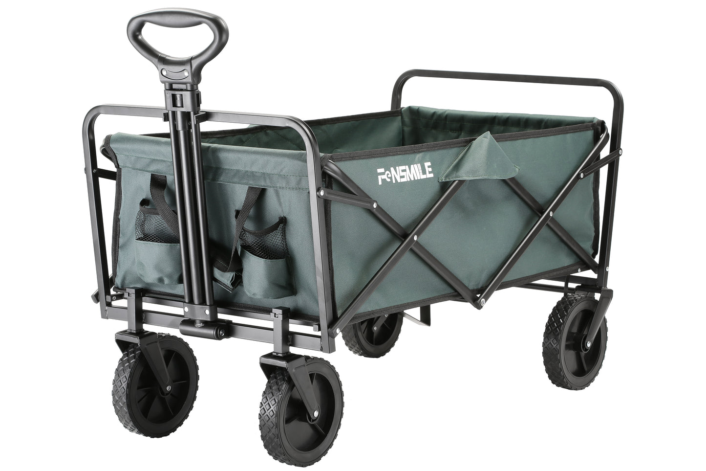 EchoSmile 4.06 cu. ft. Fabric Portable Garden Cart with Adjustable Rolling Wheels in Green