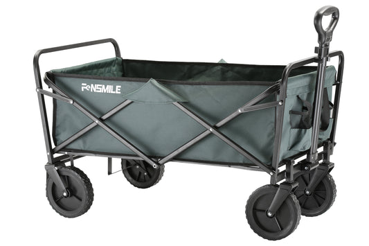 EchoSmile 4.06 cu. ft. Fabric Portable Garden Cart with Adjustable Rolling Wheels in Green