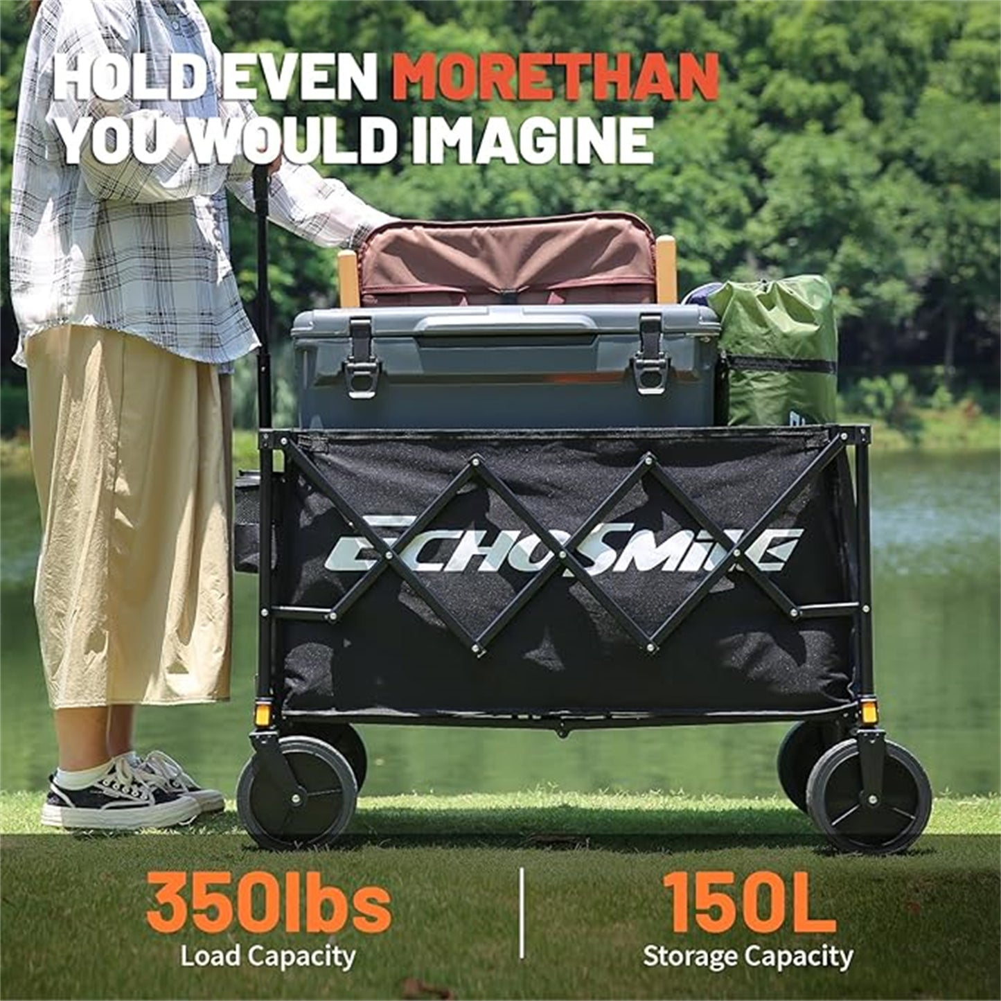 EchoSmile 5.65 cu. ft Metal Garden Cart
