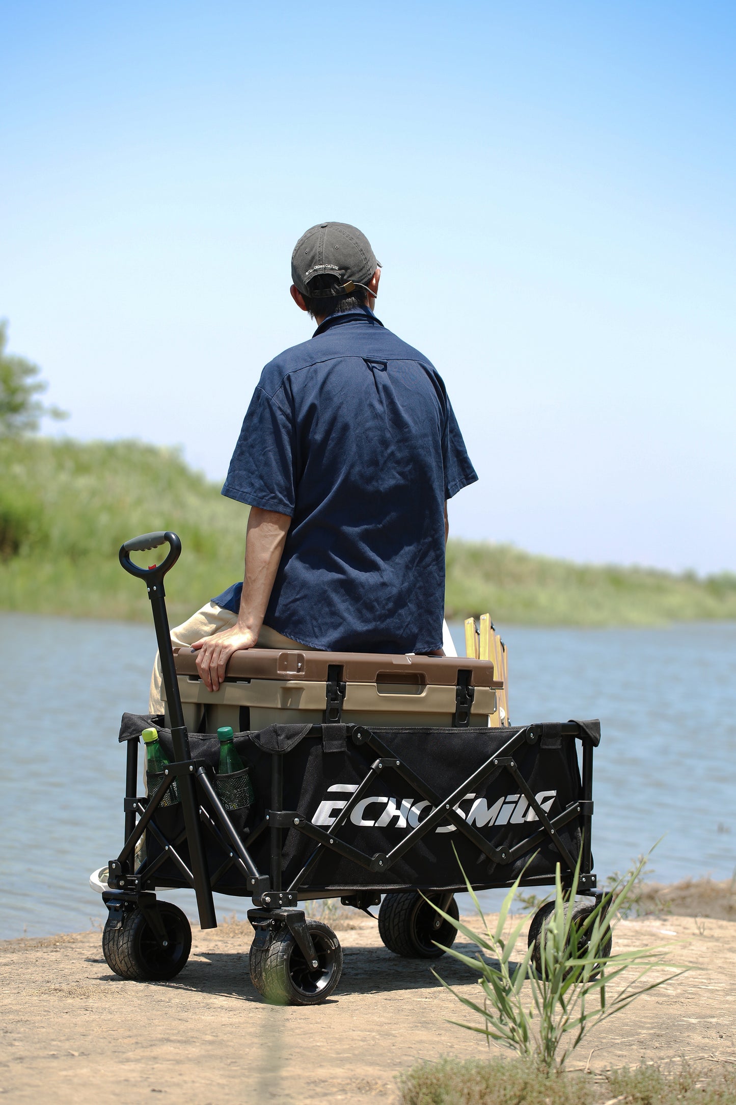 EchoSmile 4.54 cu. ft. Fabric Portable Garden Cart with Adjustable Rolling Wheels in Black