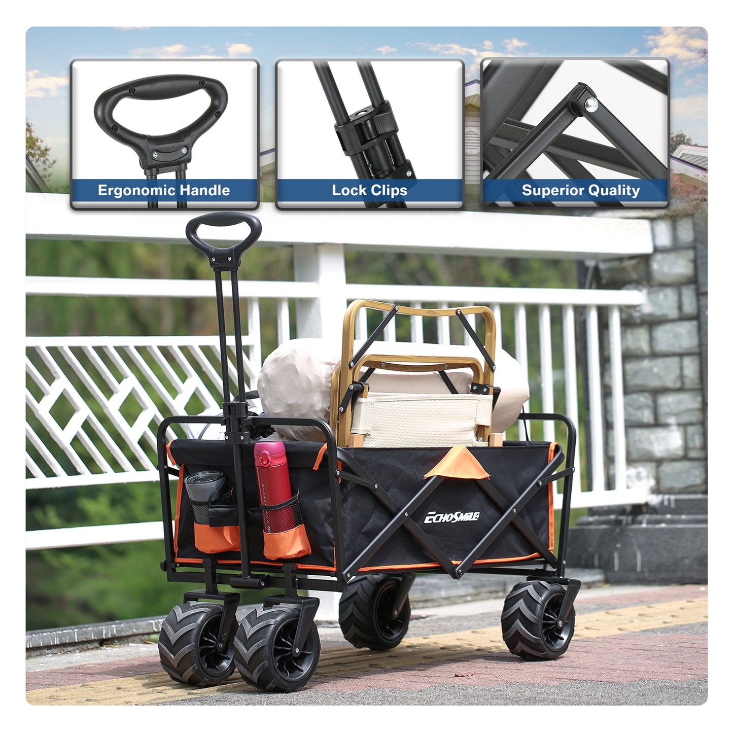 EchoSmile 7 cu. ft Metal Garden Cart