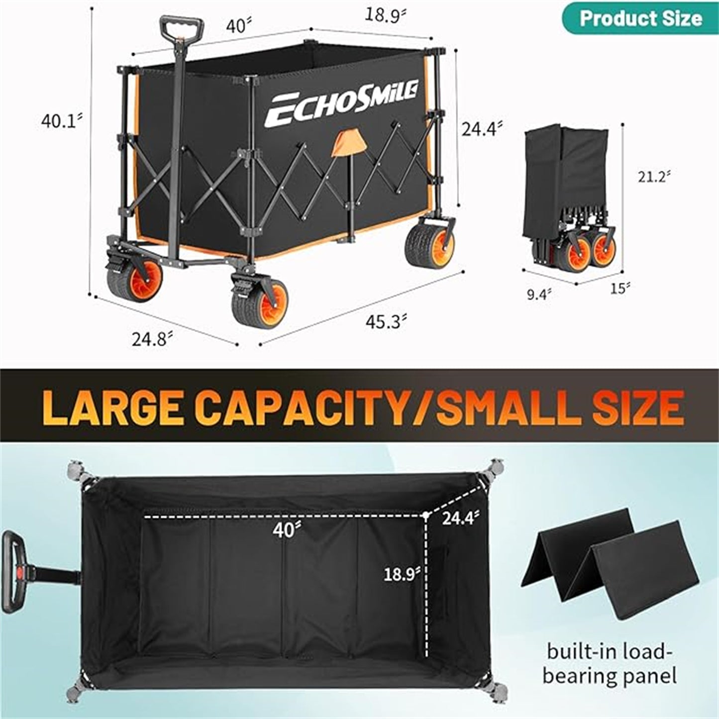 EchoSmile 10.67 cu. ft Metal Garden Cart