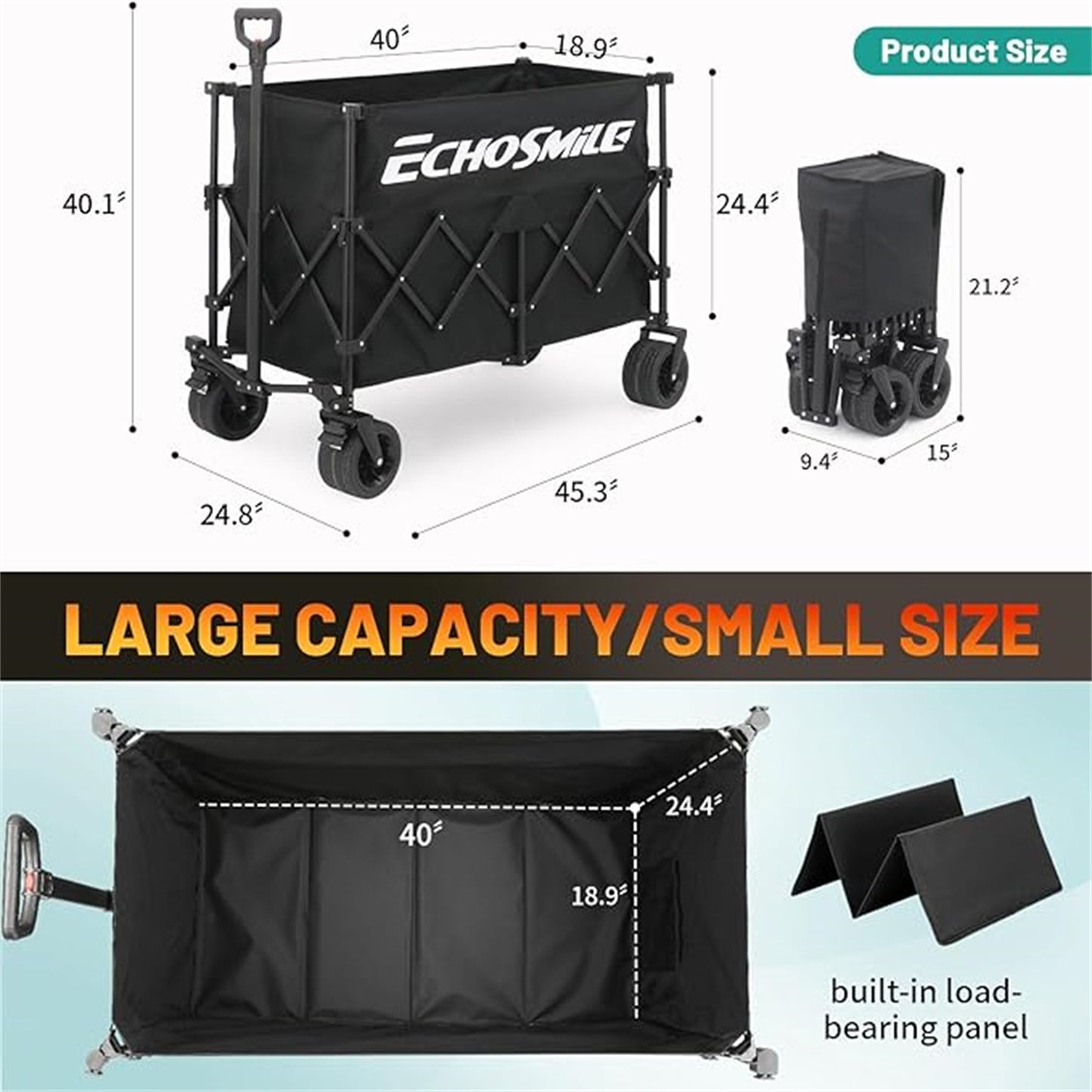 EchoSmile 10.67 cu. ft Metal Garden Cart