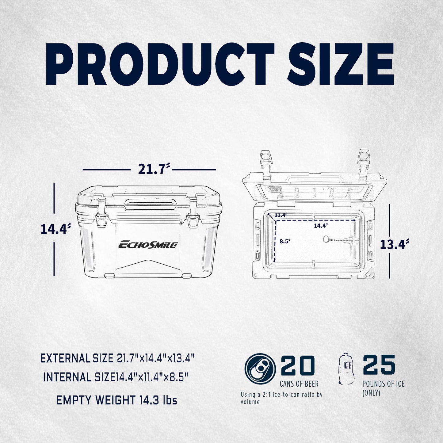EchoSmile 25 qt. Rotomolded Cooler