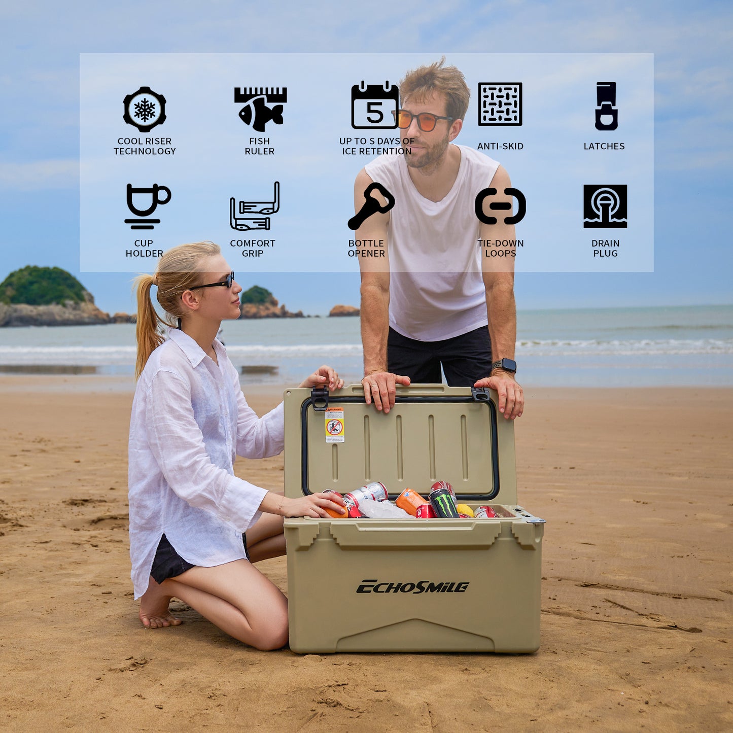 EchoSmile 35 qt. Rotomolded Cooler