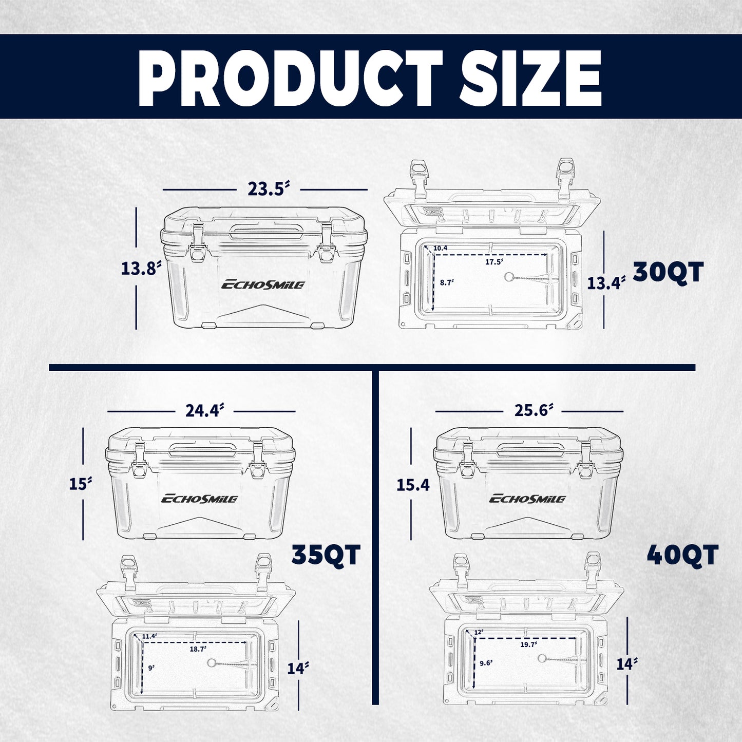 EchoSmile 35 qt. Rotomolded Cooler