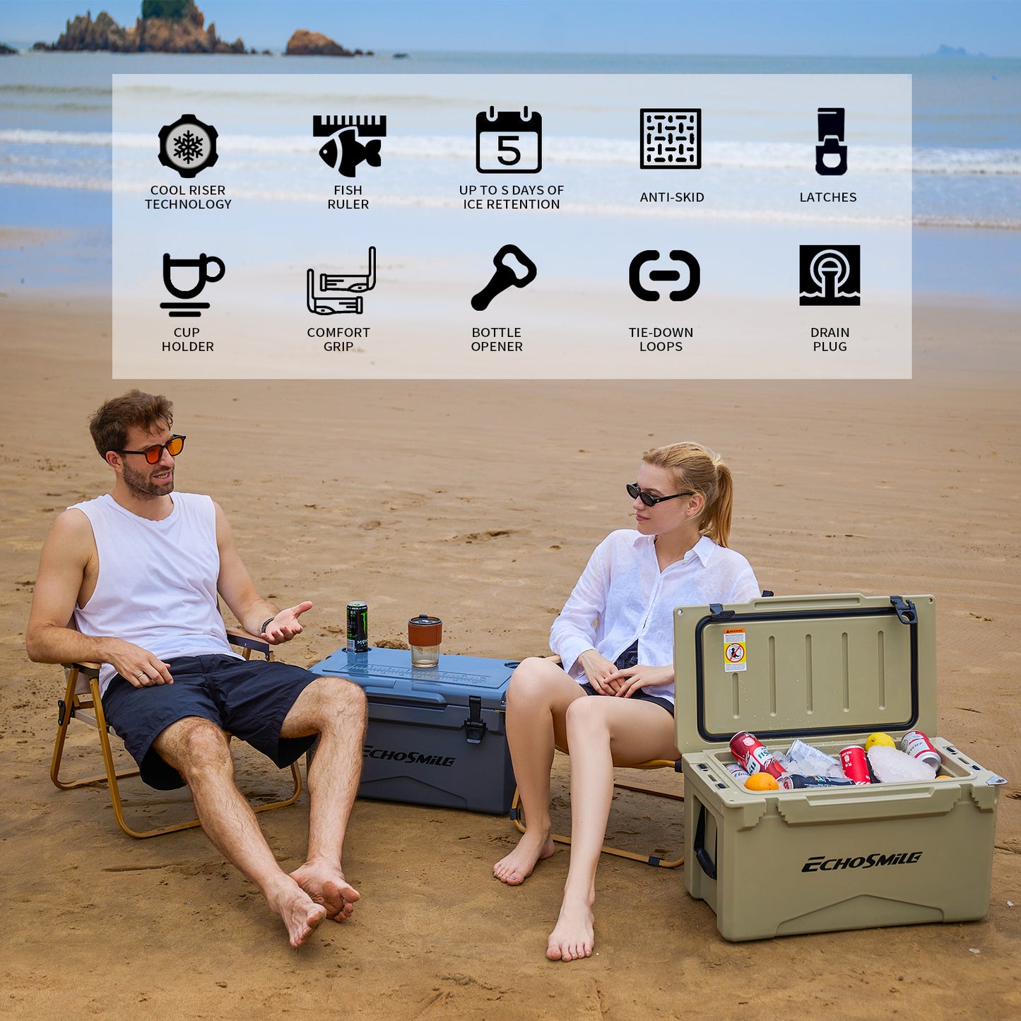 EchoSmile 40 qt. Rotomolded Cooler