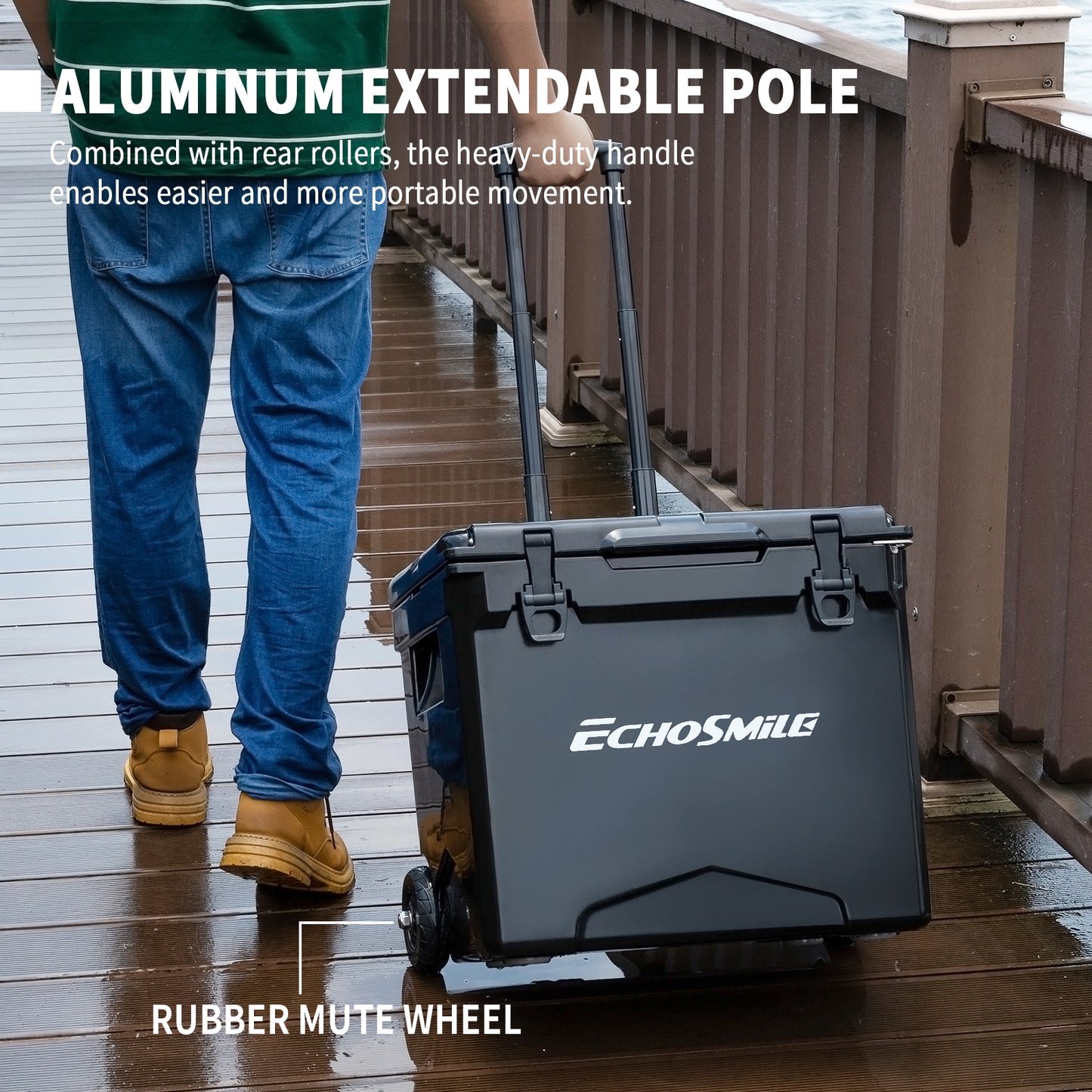 EchoSmile 45 qt. Rotomolded Cooler with Sealing Ring in Black