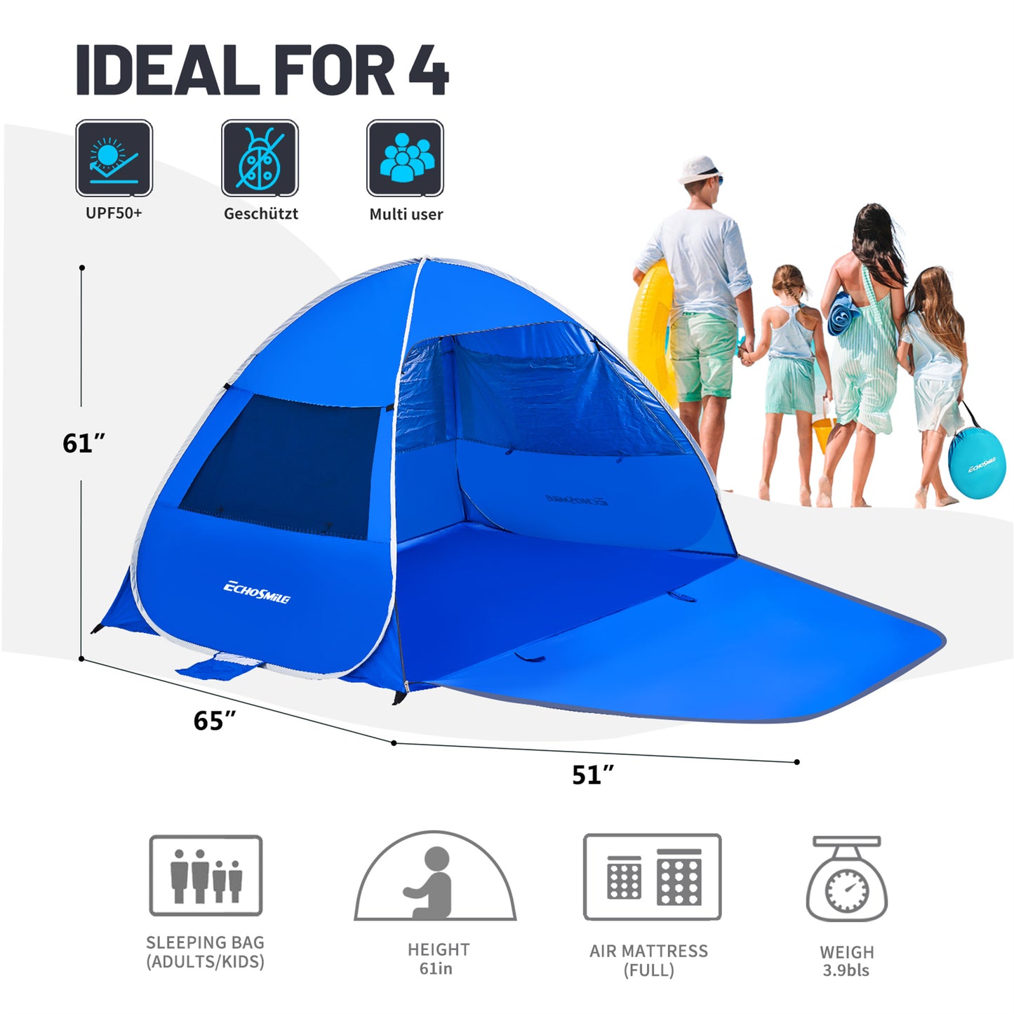 EchoSmile 4-Person Nylon Dome Tent