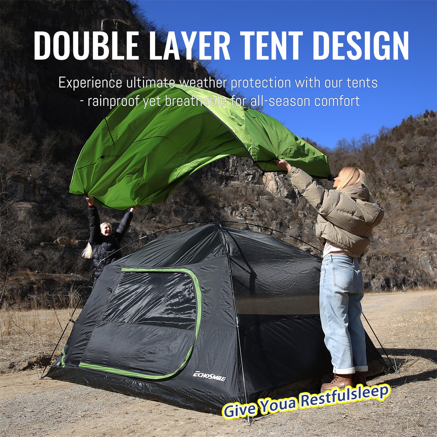 EchoSmile 2-Person Nylon Dome Tent