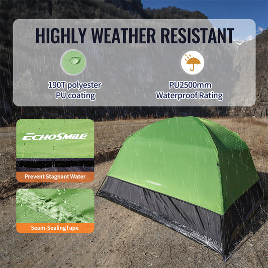 EchoSmile Green 4-Person Nylon Dome Tent