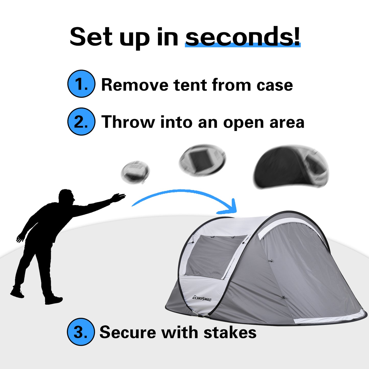 EchoSmile 2-Person Pop Up Camping Tent
