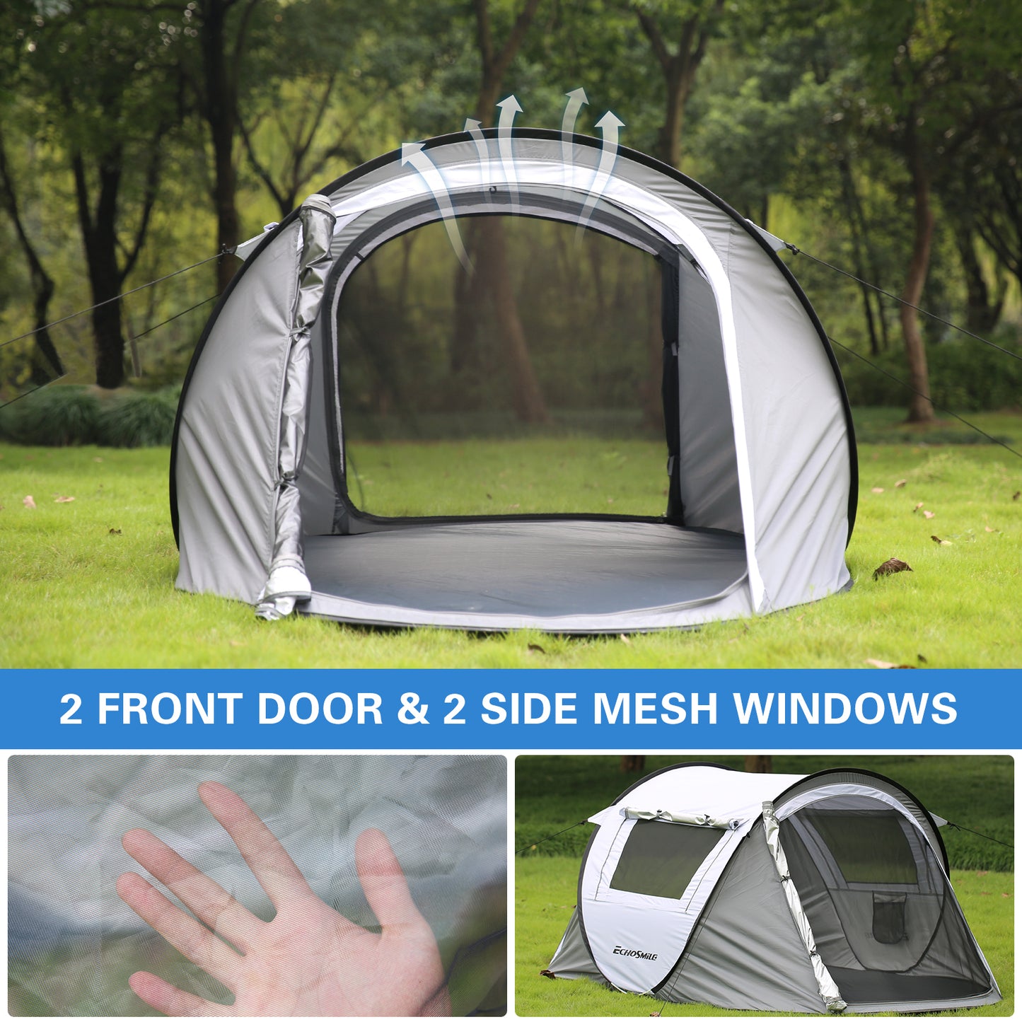 EchoSmile 2-Person Pop Up Camping Tent