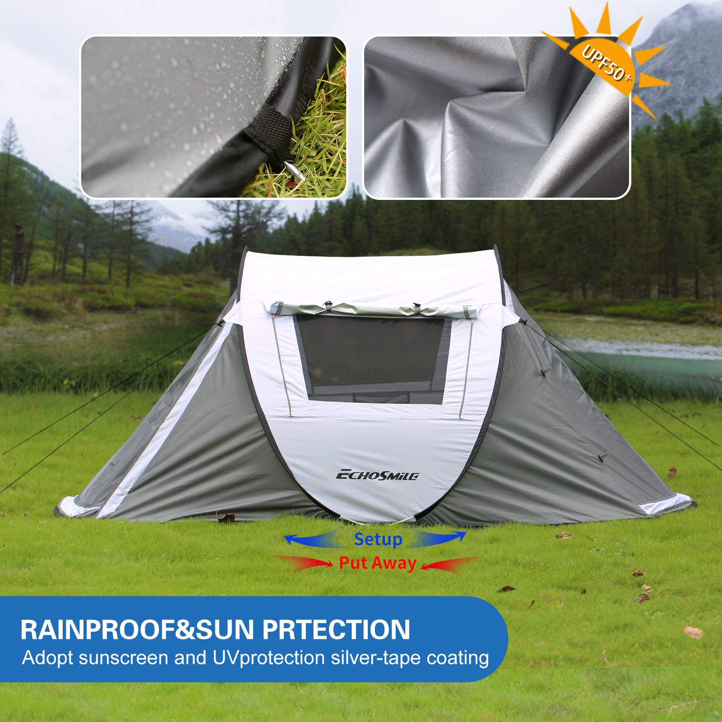 EchoSmile 2-Person Pop Up Camping Tent