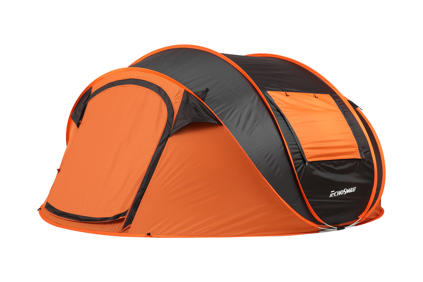 EchoSmile 4-Person Black and Orange Pop Up Camping Tent