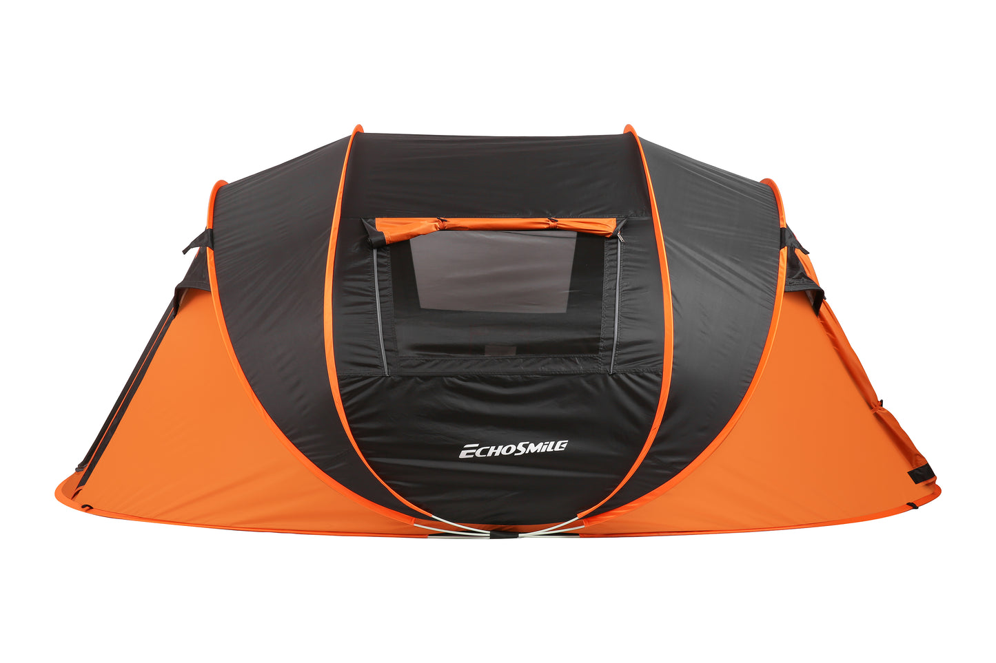 EchoSmile 4-Person Black and Orange Pop Up Camping Tent