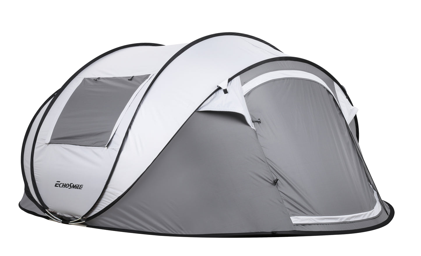 EchoSmile 4-Person White and Grey Pop Up Camping Tent