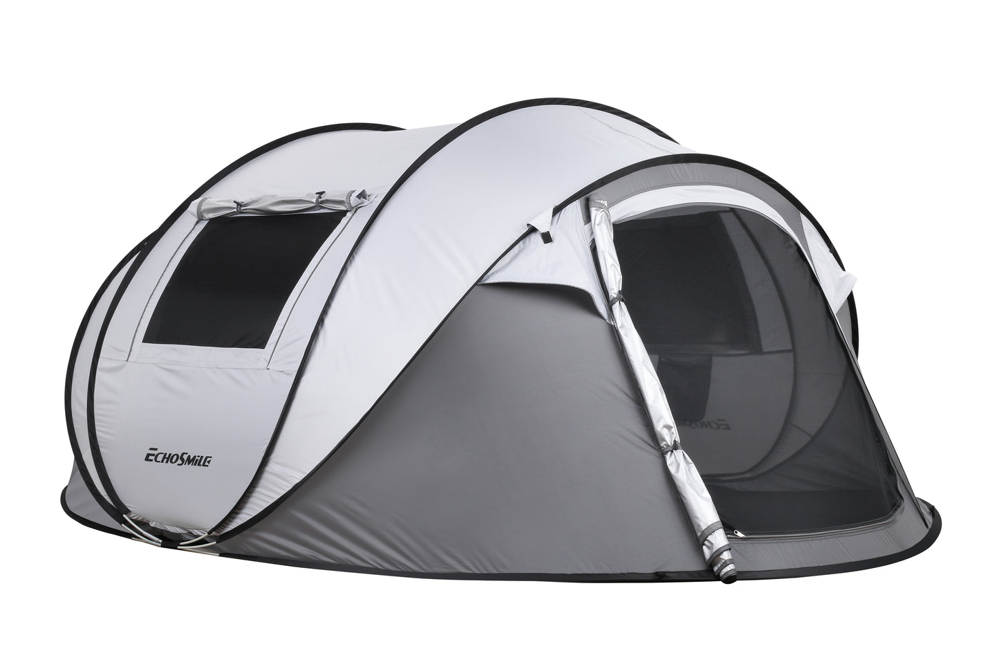 EchoSmile 4-Person White and Grey Pop Up Camping Tent