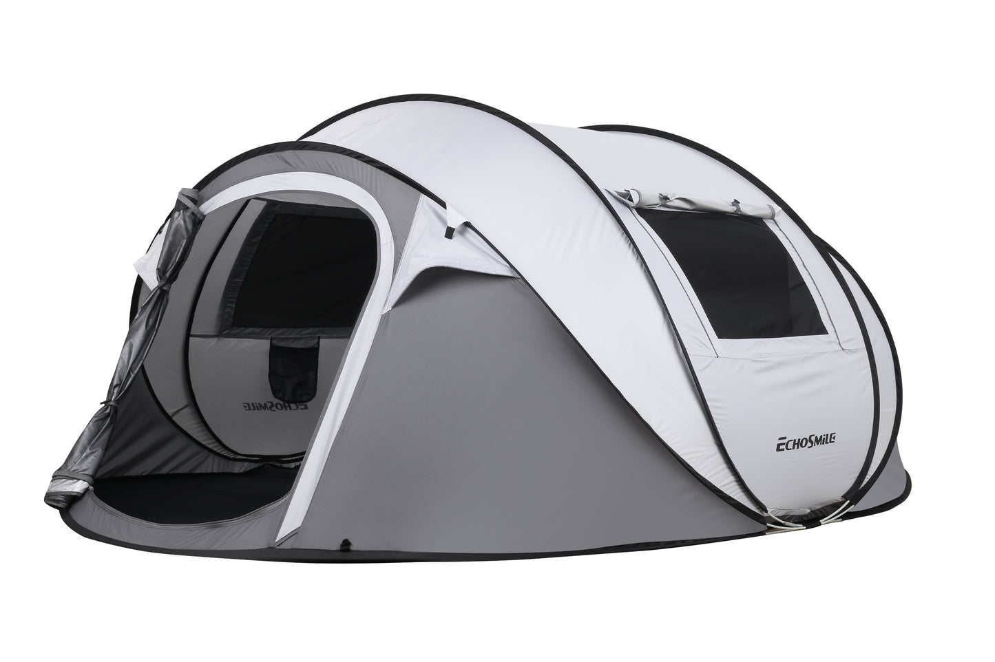 EchoSmile 4-Person White and Grey Pop Up Camping Tent