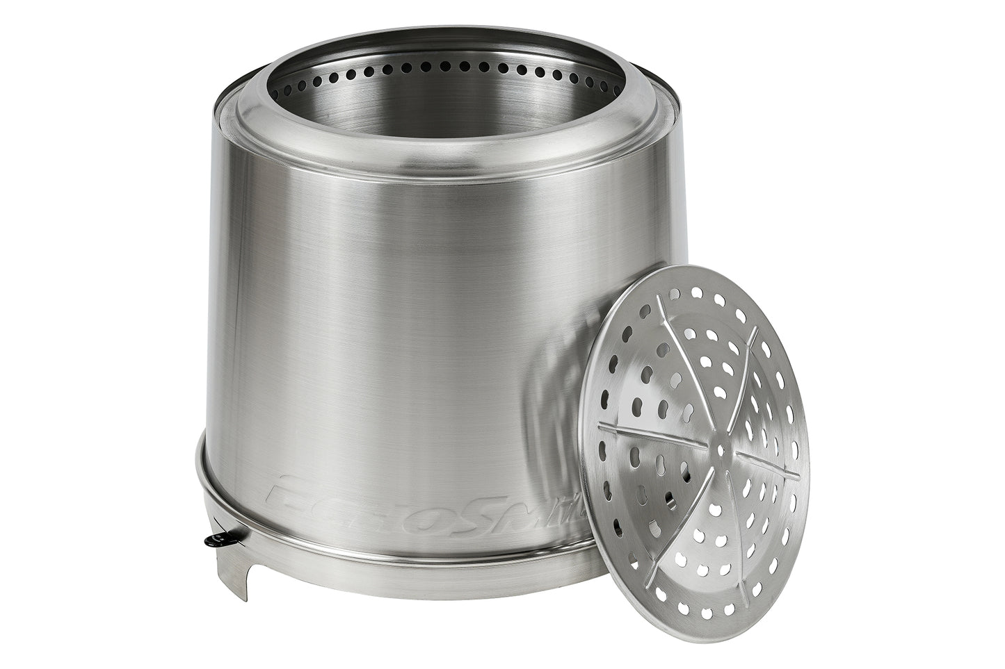 EchoSmile 5.9 in. Brushed Silver Stainless Steel Wood Outdoor Portable Tabletop Fire Pit