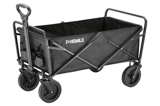 EchoSmile 4.06 cu. ft. Fabric Portable Garden Cart with Adjustable Rolling Wheels in Black