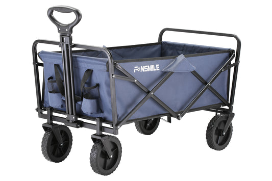 EchoSmile 4.06 cu. ft. Fabric Portable Garden Cart with Adjustable Rolling Wheels in Dark Blue