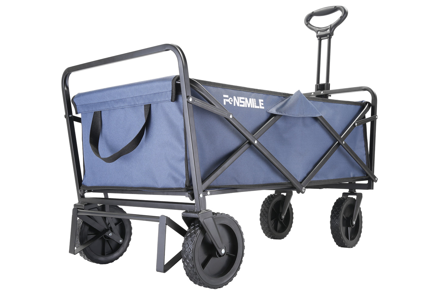 EchoSmile 4.06 cu. ft. Fabric Portable Garden Cart with Adjustable Rolling Wheels in Dark Blue