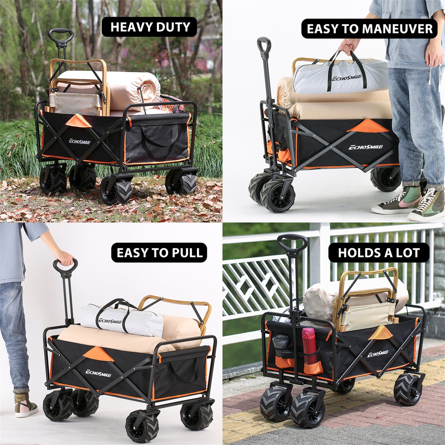 EchoSmile 7 cu. ft Metal Garden Cart