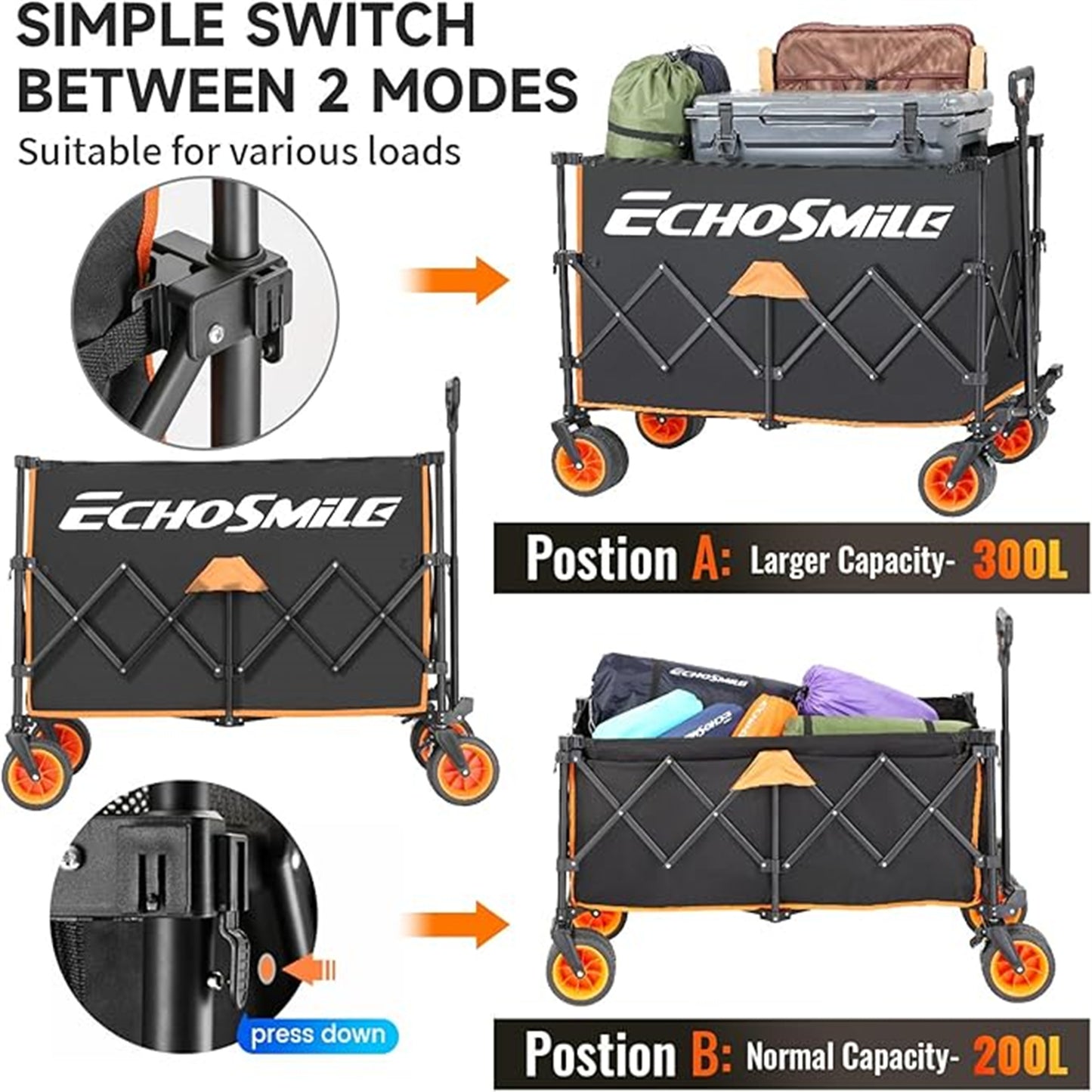 EchoSmile 10.67 cu. ft Metal Garden Cart