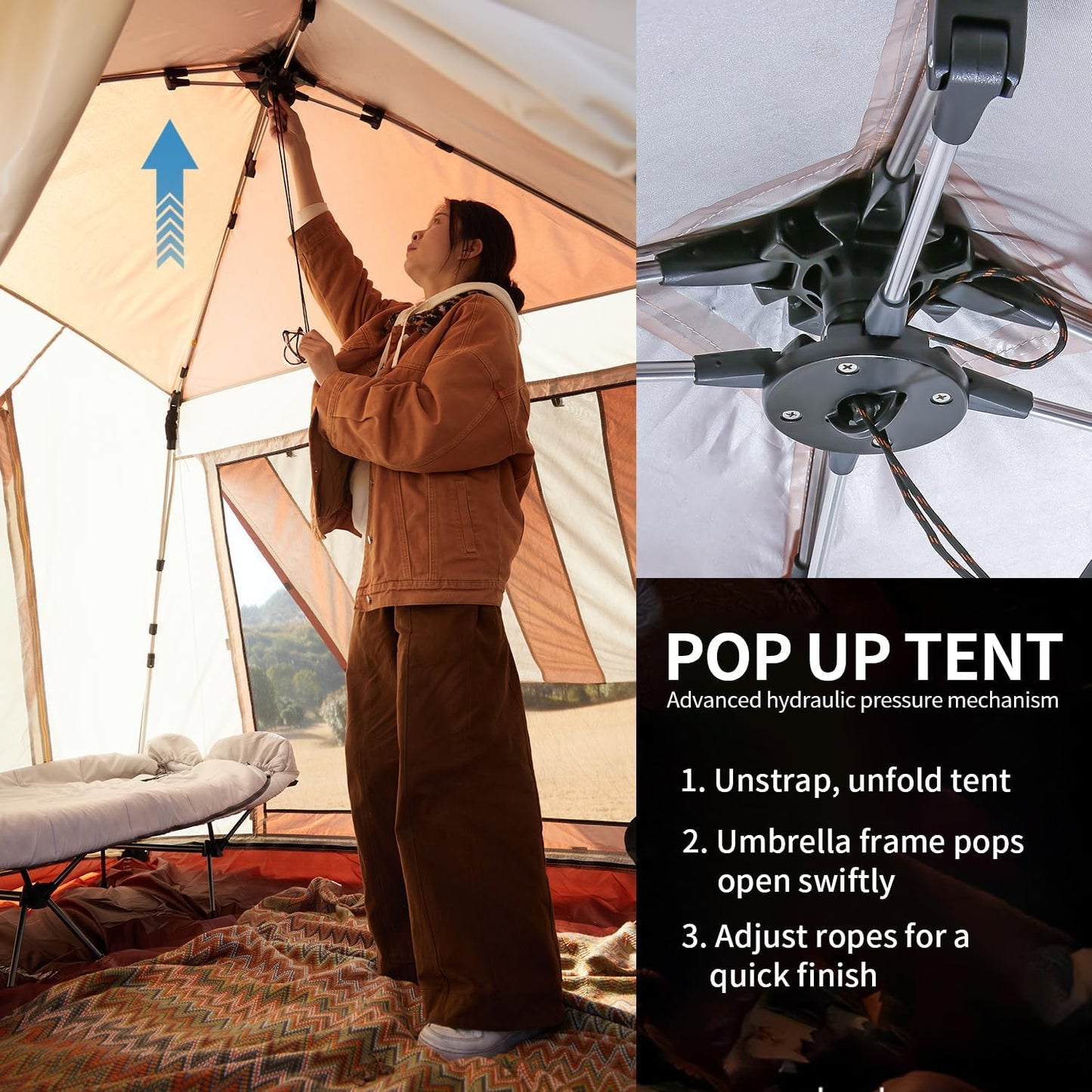 EchoSmile 5-Person Red and White Pop Up Camping Tent