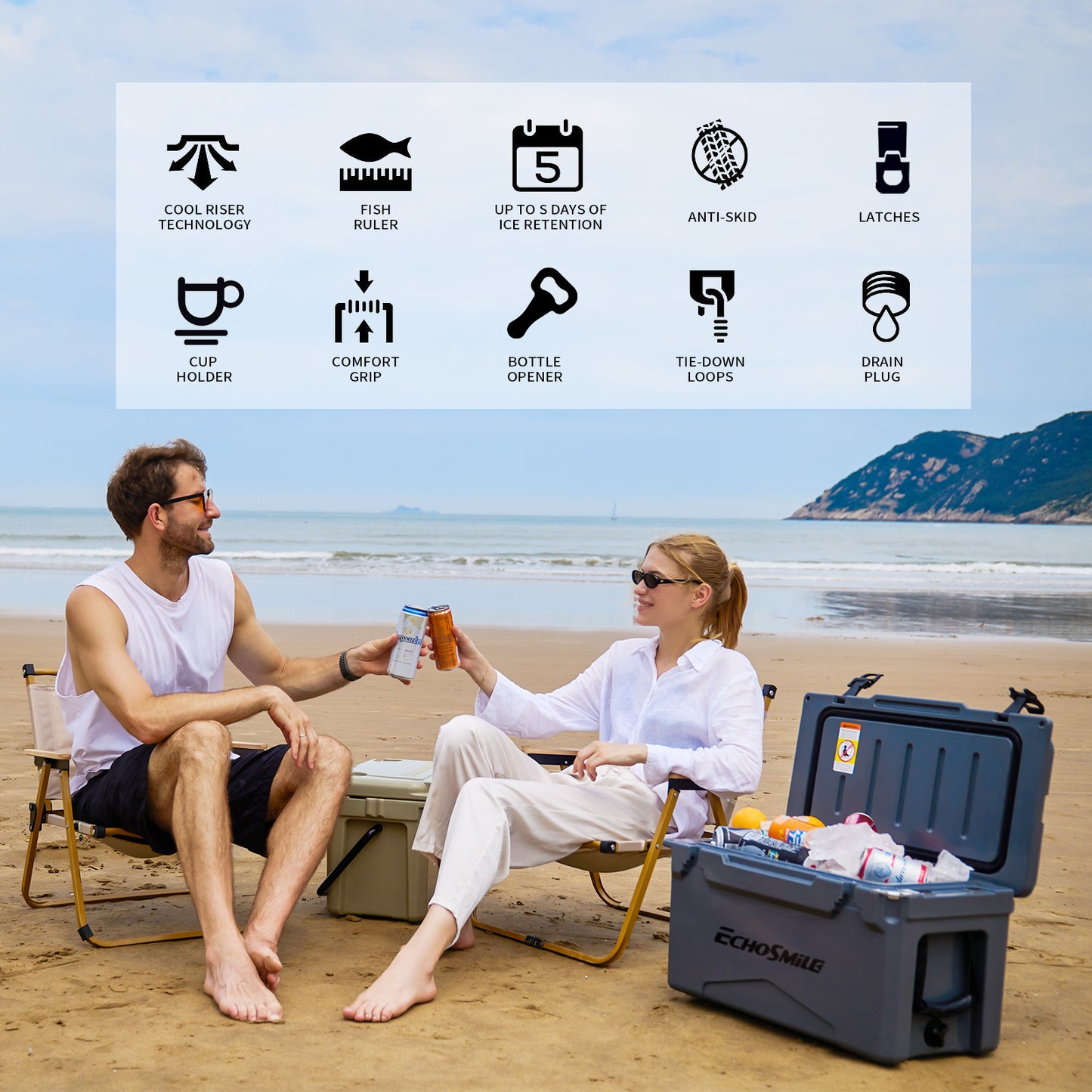 EchoSmile 30 qt. Rotomolded Cooler
