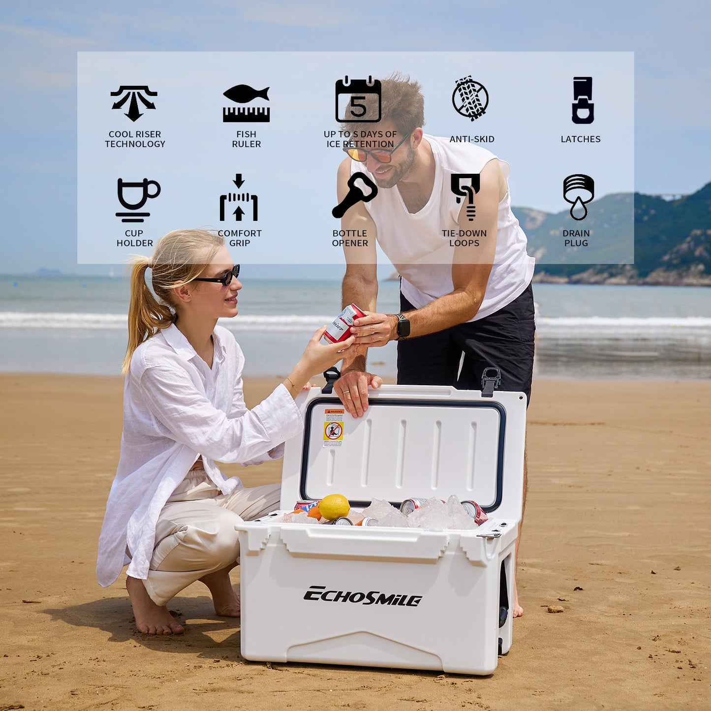 EchoSmile 30 qt. Rotomolded Cooler