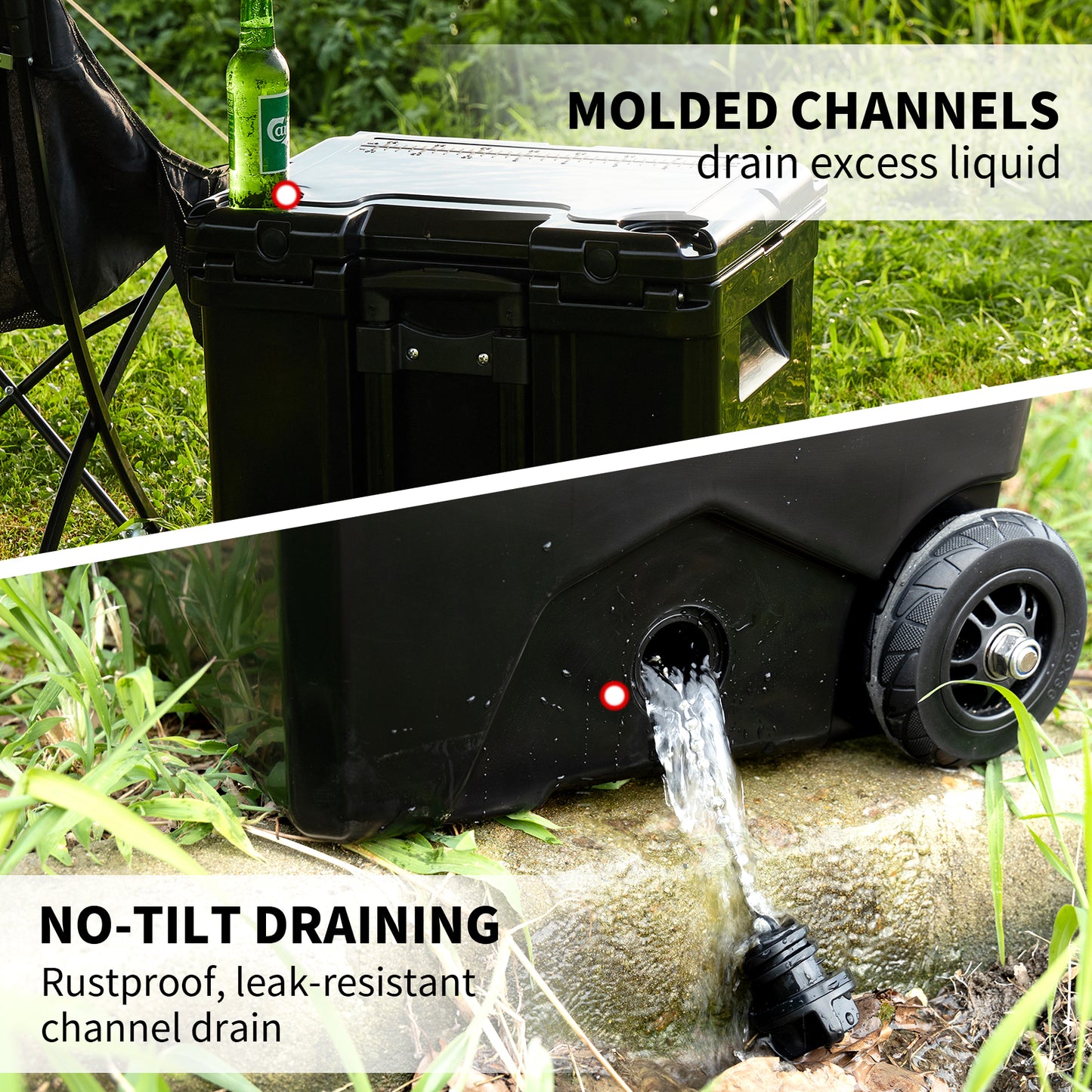 EchoSmile 45 qt. Rotomolded Cooler with Sealing Ring in Black
