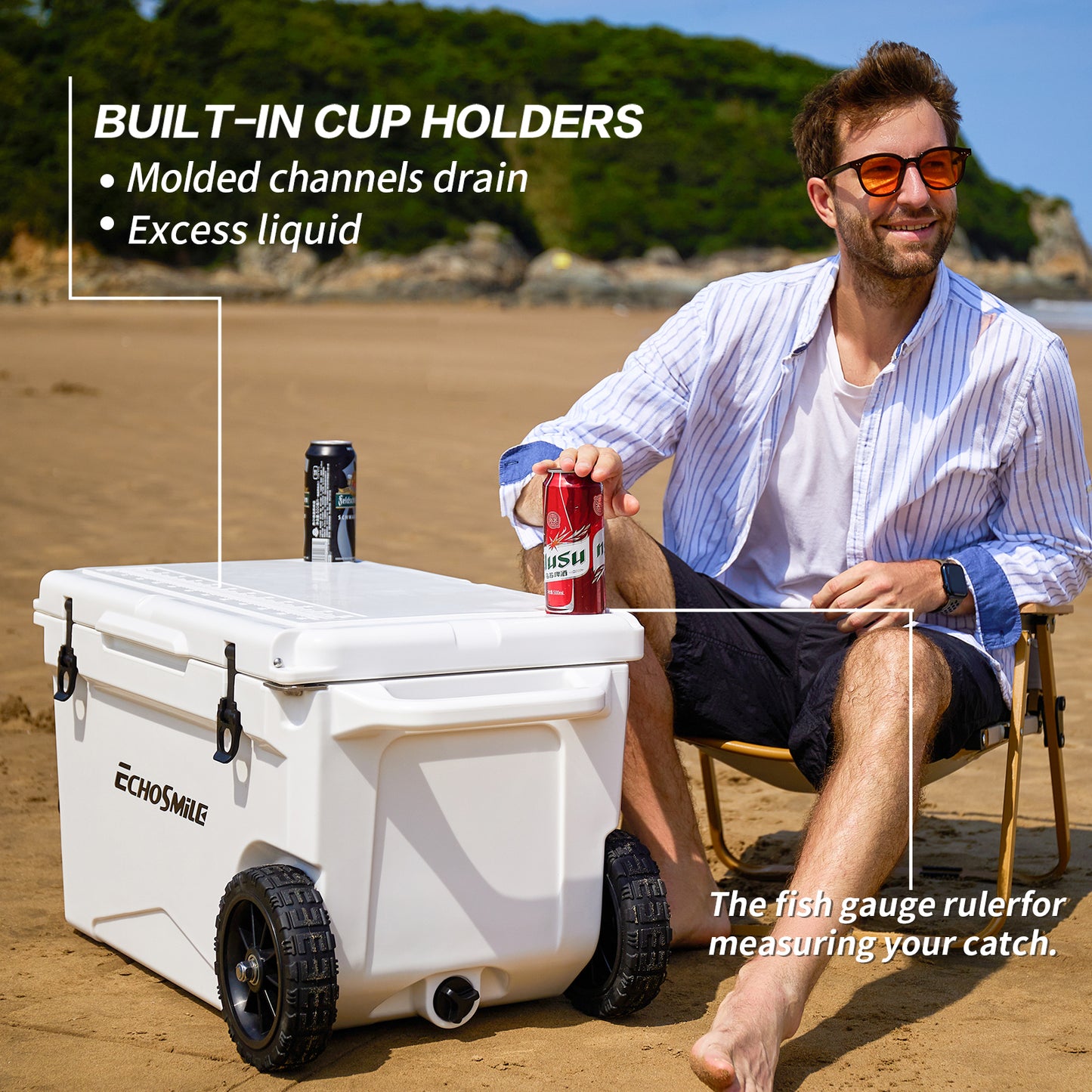 EchoSmile 60 qt. Rotomolded Cooler in White