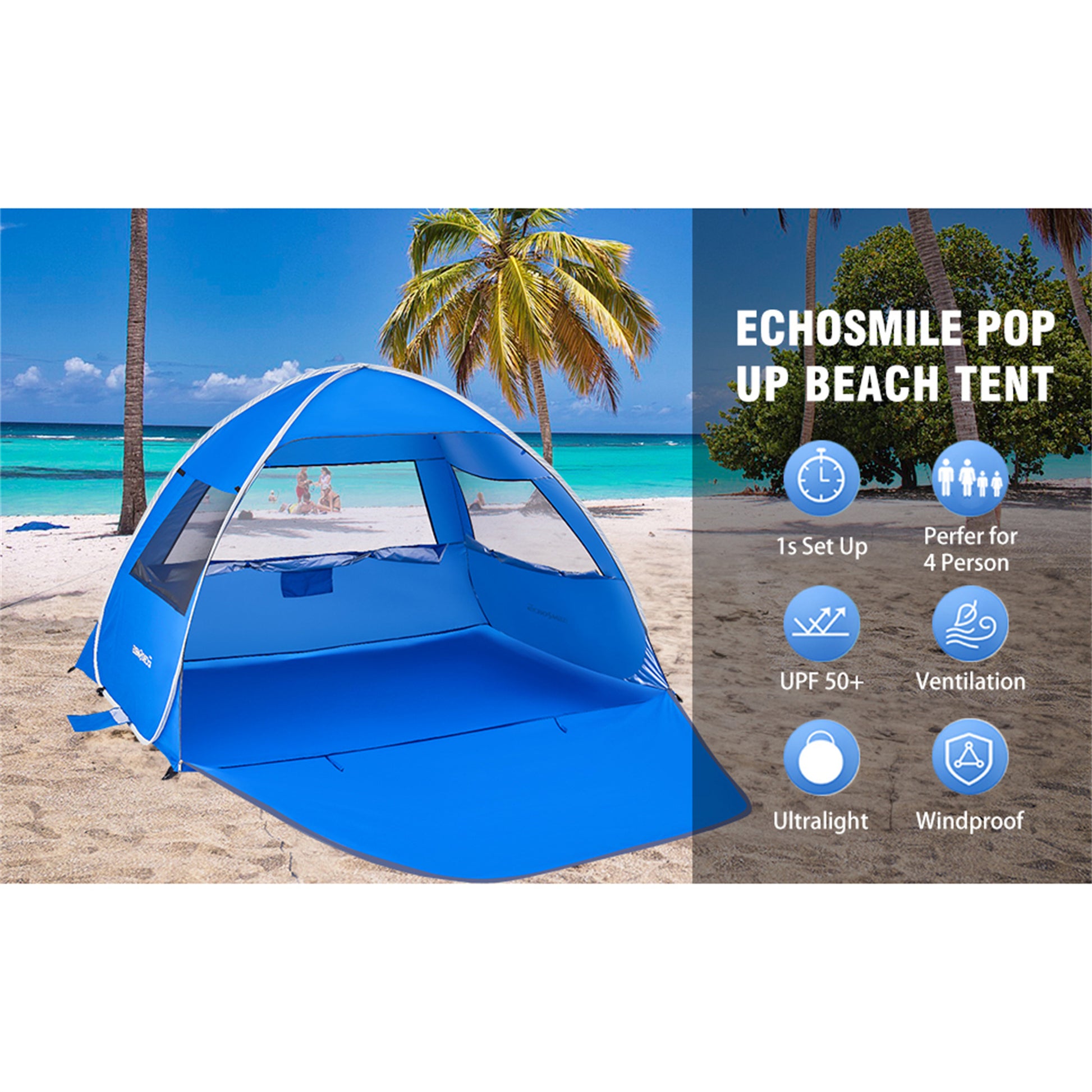 pop up beach tent 4 person EchoSmile 4-Person Nylon Dome Tent