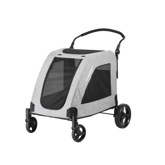 EchoSmile Gray Lightweight Folding Pet Stroller with Adjustable Handles